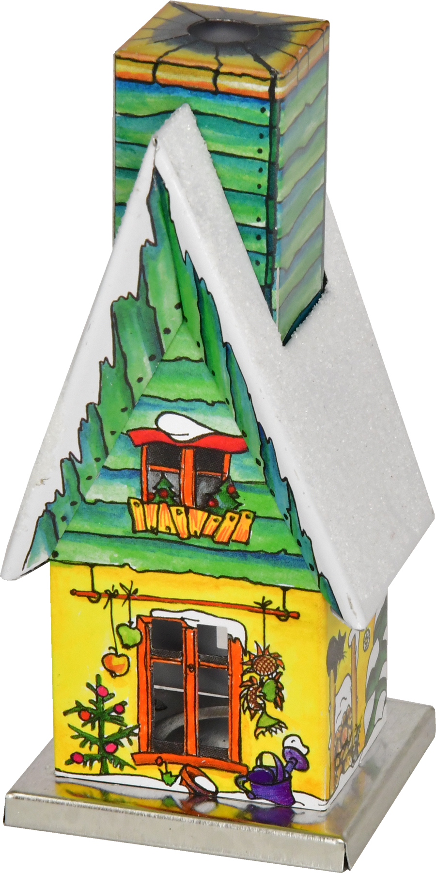 N.º 6 Cabana KNOX, amarela, verde, geada Cabana KNOX para queimar incenso, metal