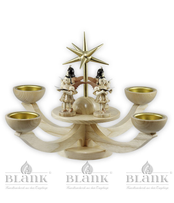 Advent candle holder with tea light holder and 4 standing angels