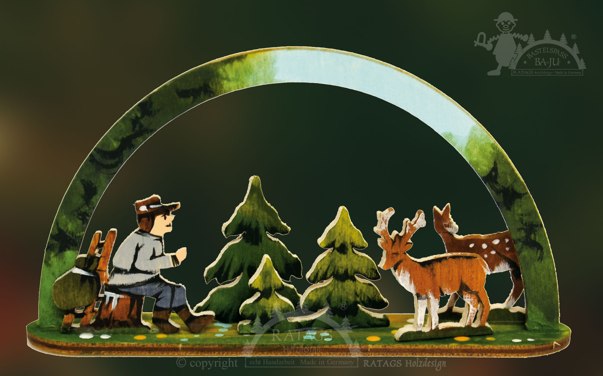 Mini-Schwibbogen zum Basteln Rehe im Wald Mini-Schwibbogen zum Basteln Rehe im Wald