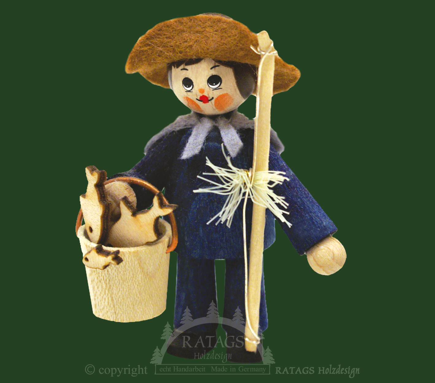 Figur, Angler, dunkelblau Figur, Angler, dunkelblau