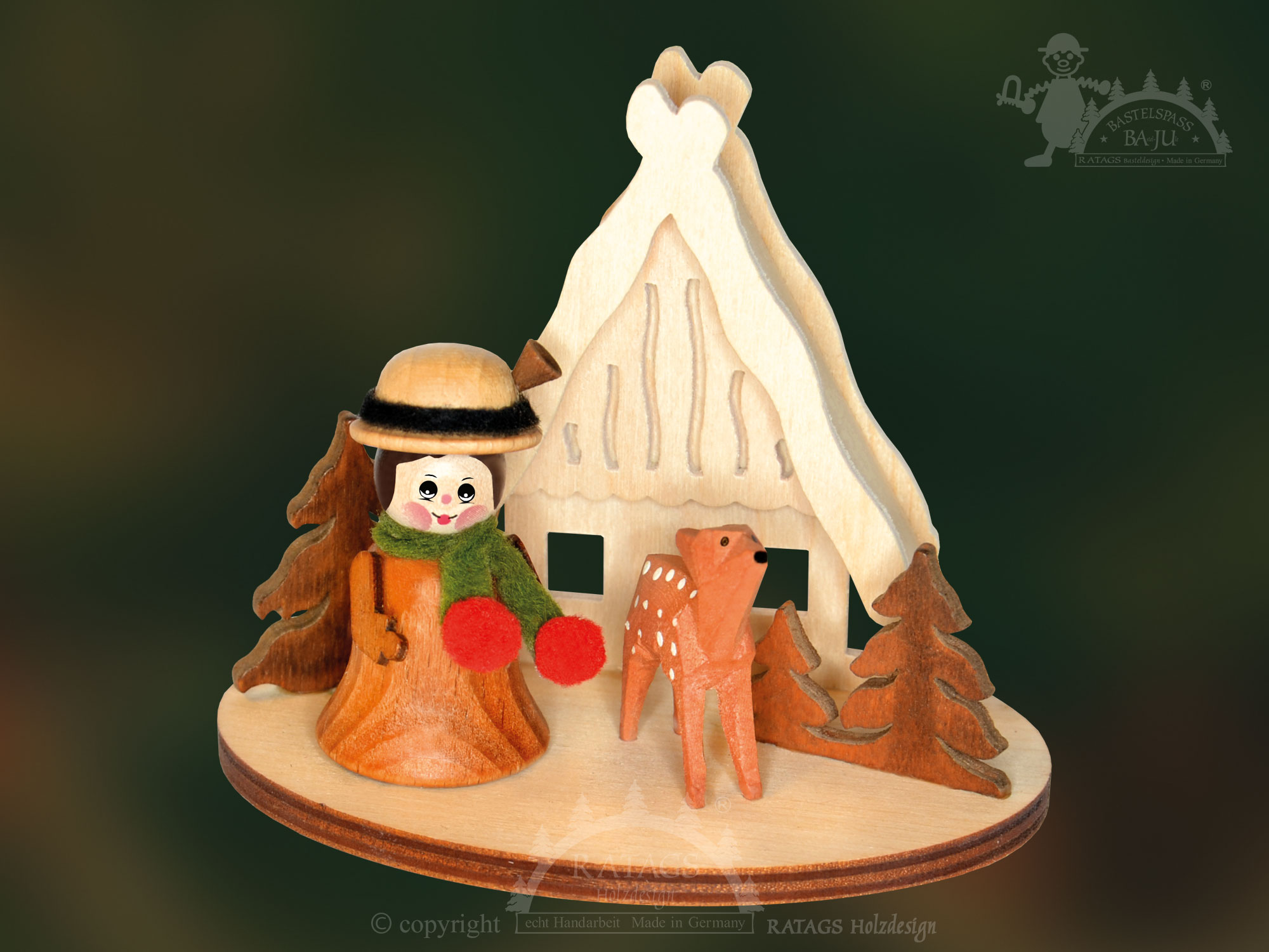 Table decorations for crafting, bell child with deer