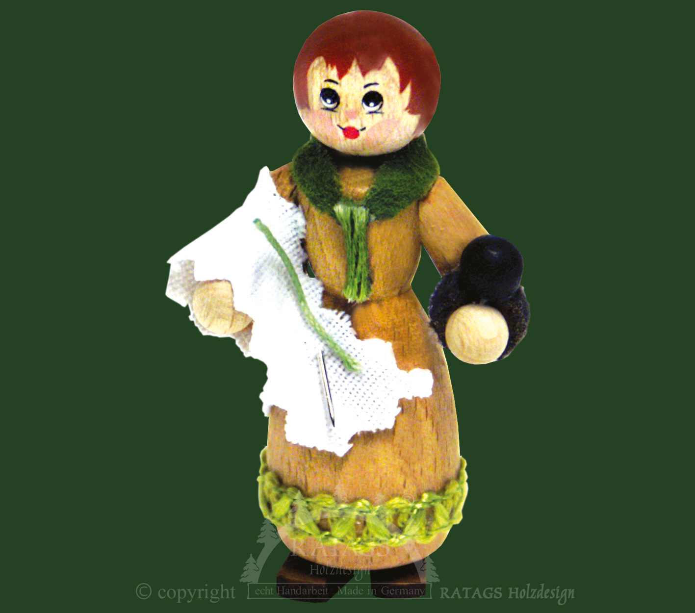 Figura, costureira, natureza, almofada de alfinetes