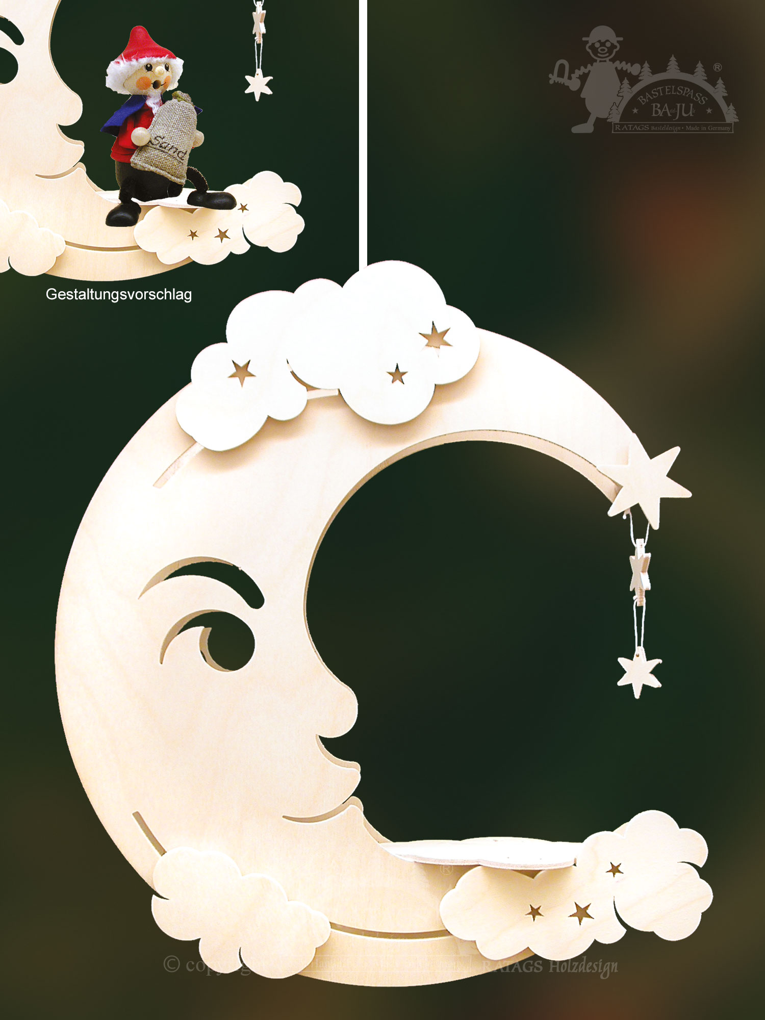 Window picture, illuminated, for crafting, moon, self-assembly