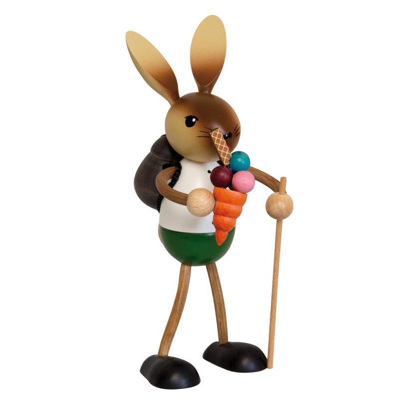 Hare with ice cream and rucksack