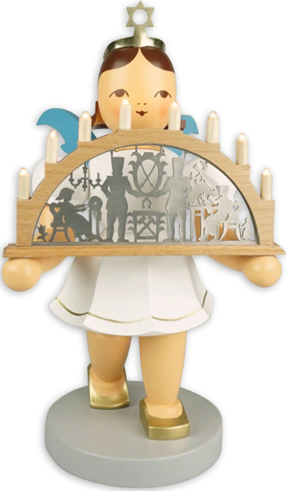 Kurzrockengel mit Schwibbogen, farbig elektrik