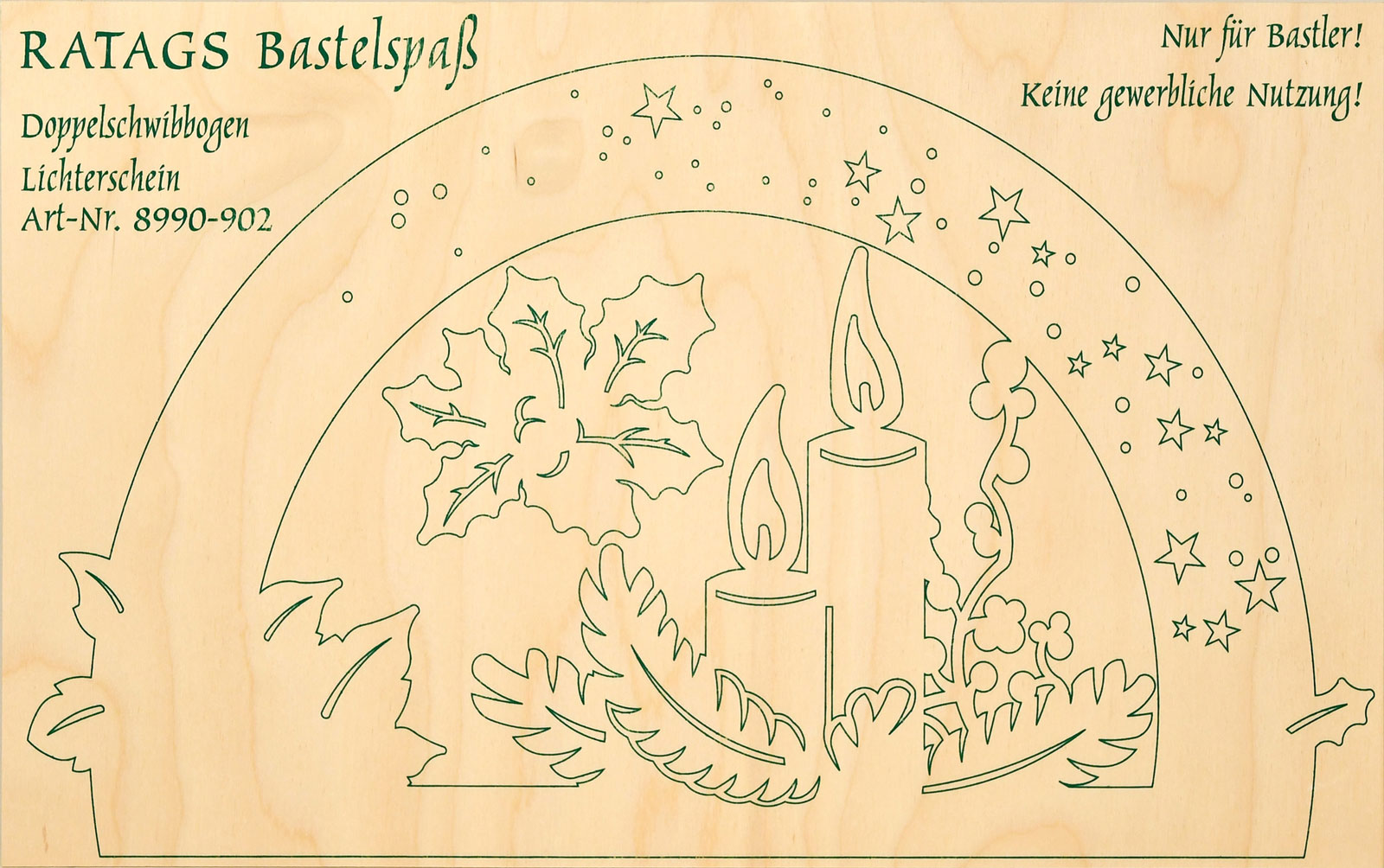 2 motif plywood panels, self-sawing Schwibbogen, small, light appearance