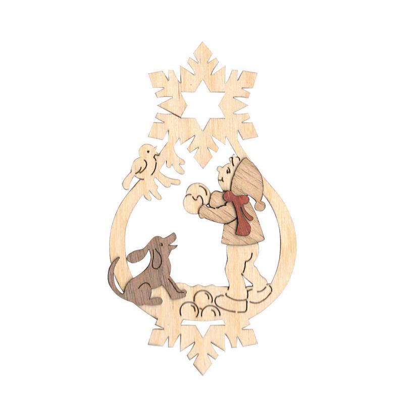 Baumschmuck, Winterkind mit Hund
