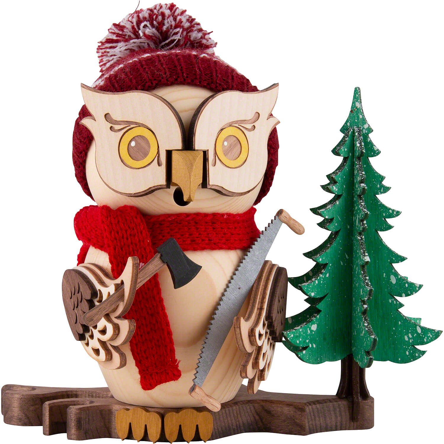 Smoking figure, owl forest worker, height approx. 15 cm