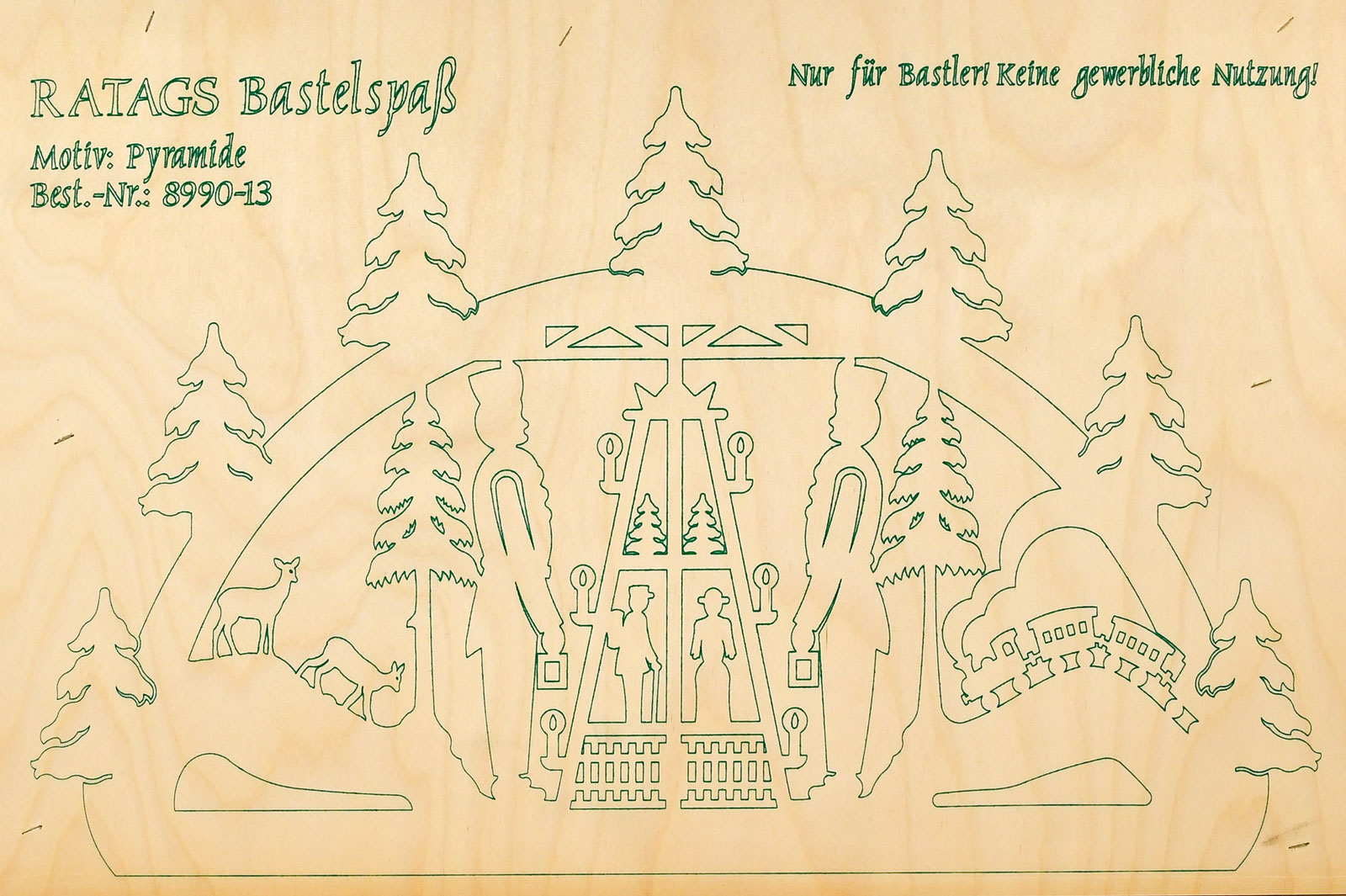 2 Motivsperrholzplatten, mittelgroß, Schwibbogen Pyramide, zum Selbstaussägen