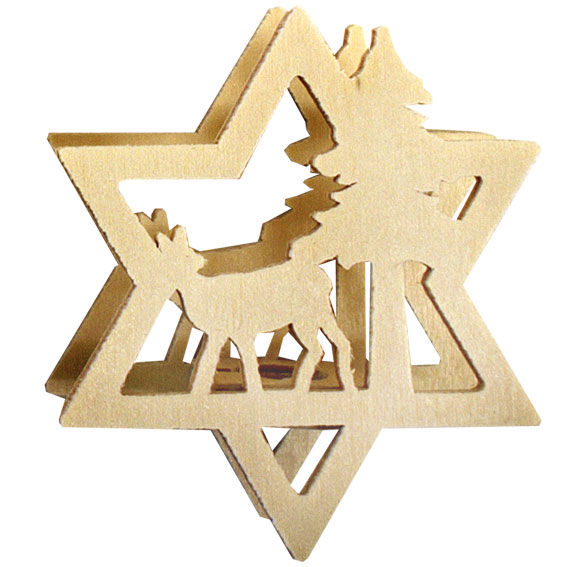 Reindeer with fir tree clip-on star