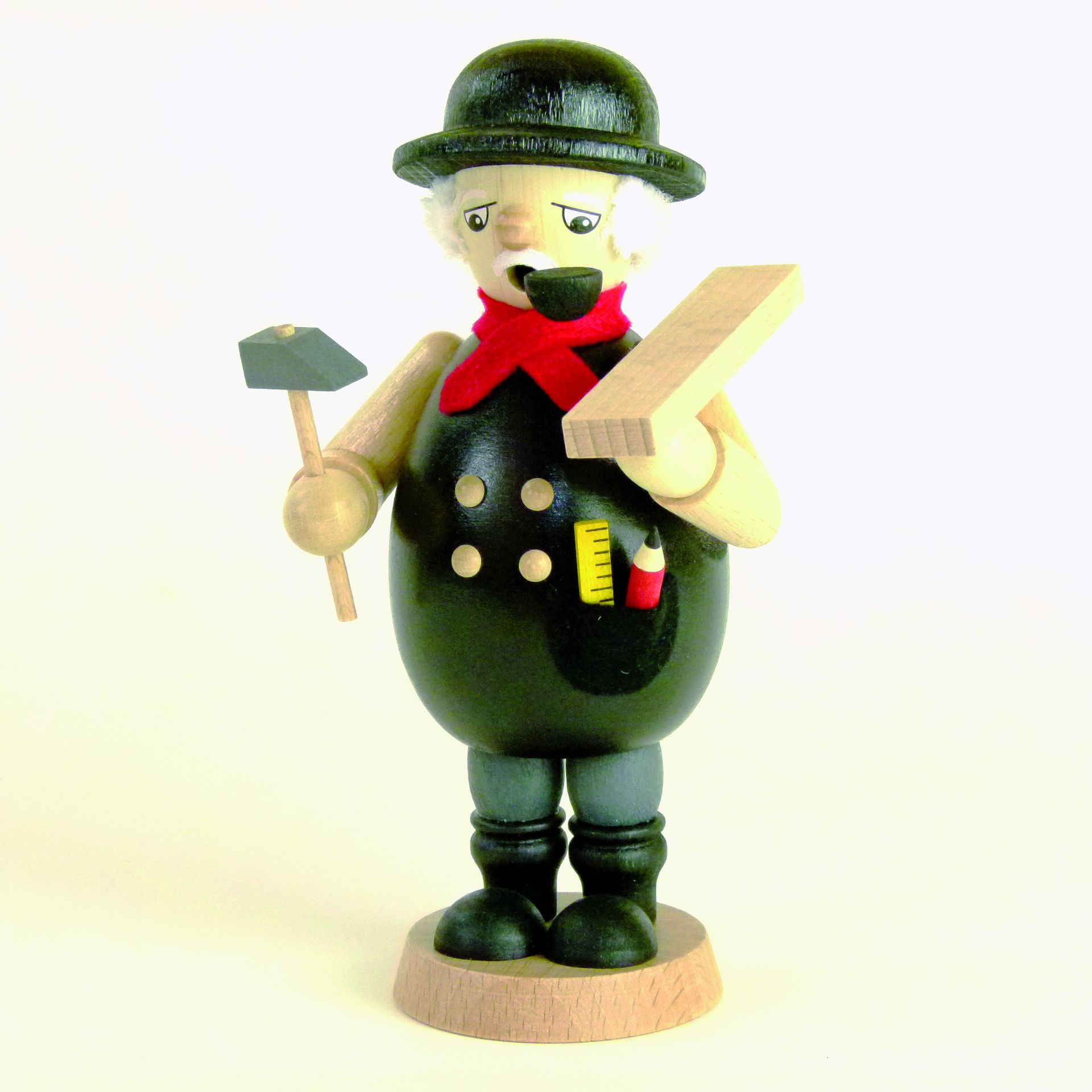 Carpenter, coloured incense burner, 15.5 cm