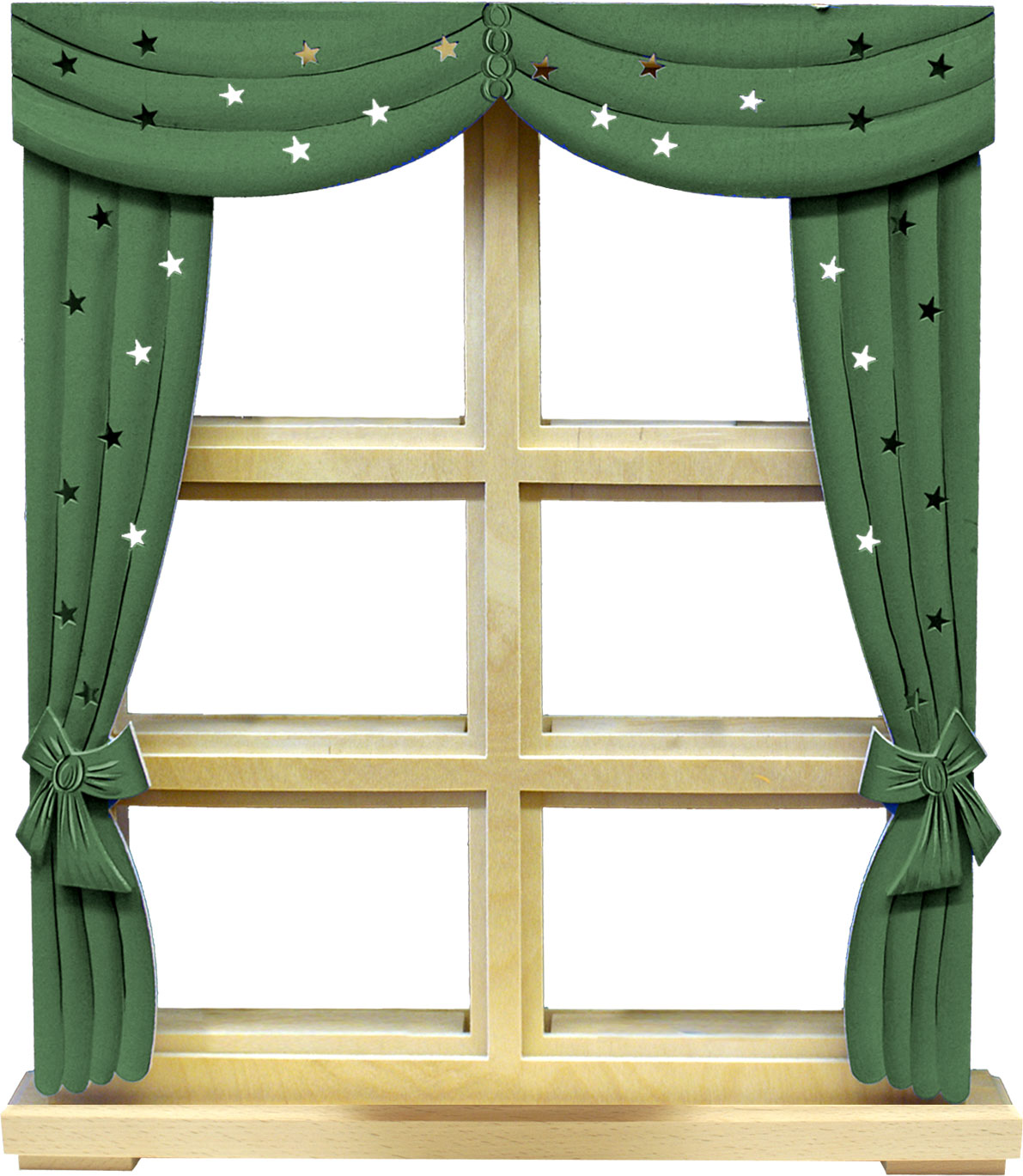 Country house window, hand-painted green