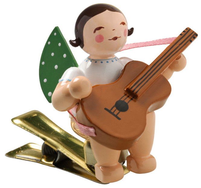 Engel mit Gitarre, auf Klemme, dunkelbra