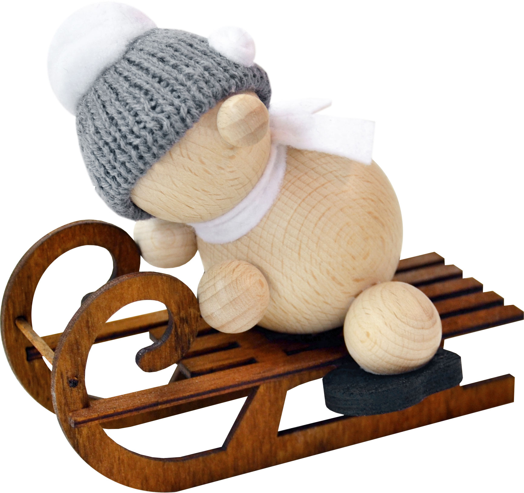 Schneemann, auf Schlitten liegend