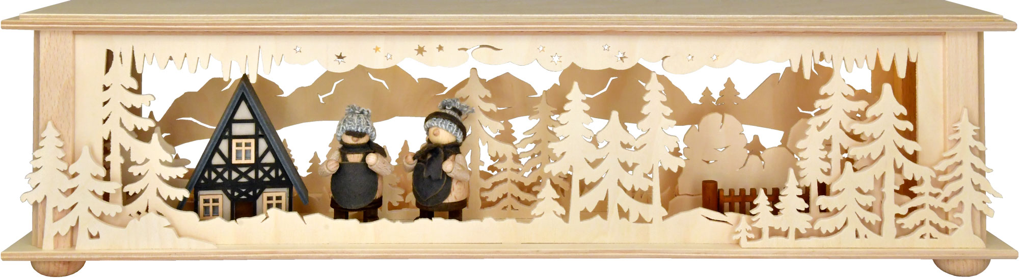 Small room lamp, half-timbered house, 2 winter figures