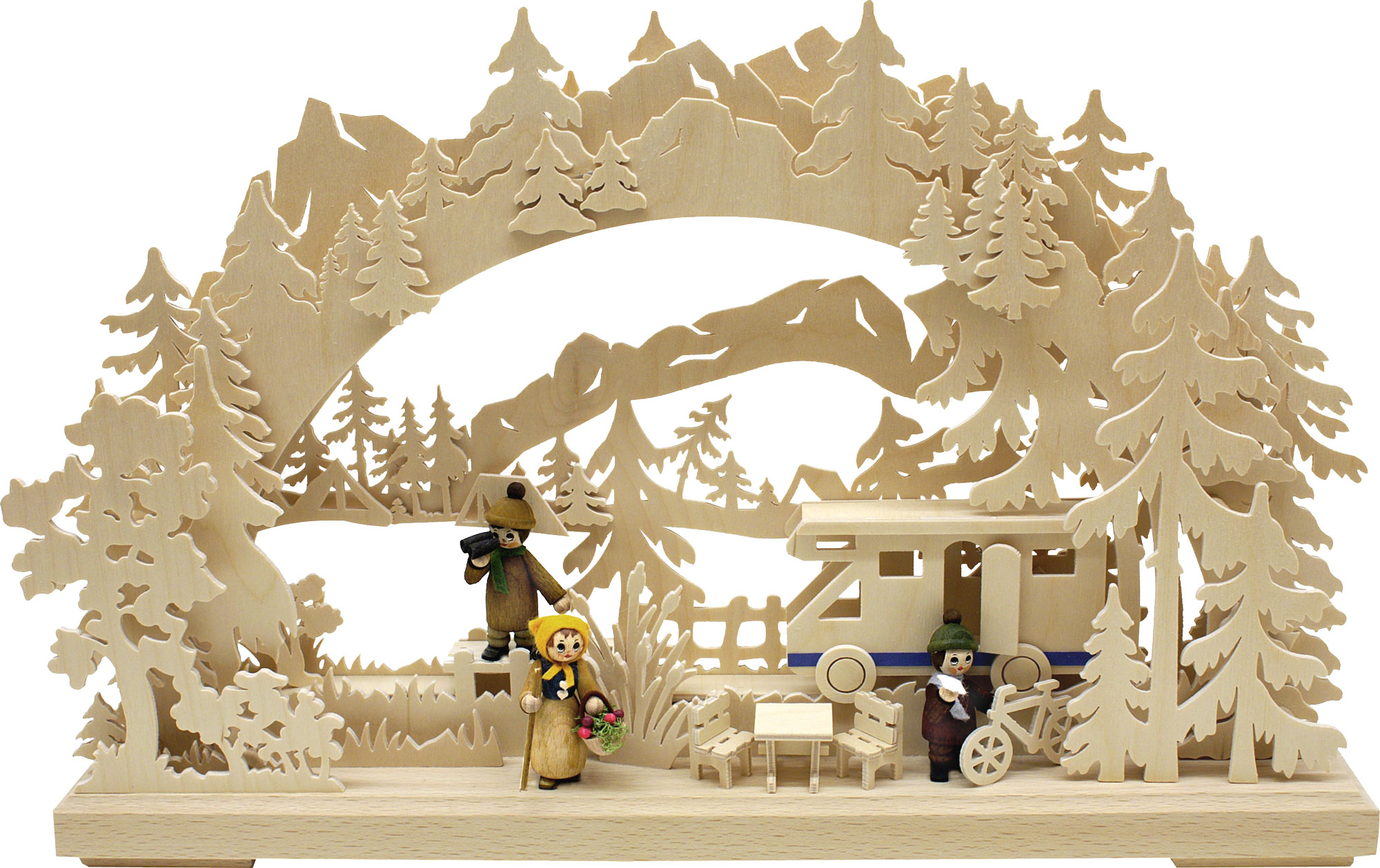Small 3D candle arch, camping, angler and mushroom picker