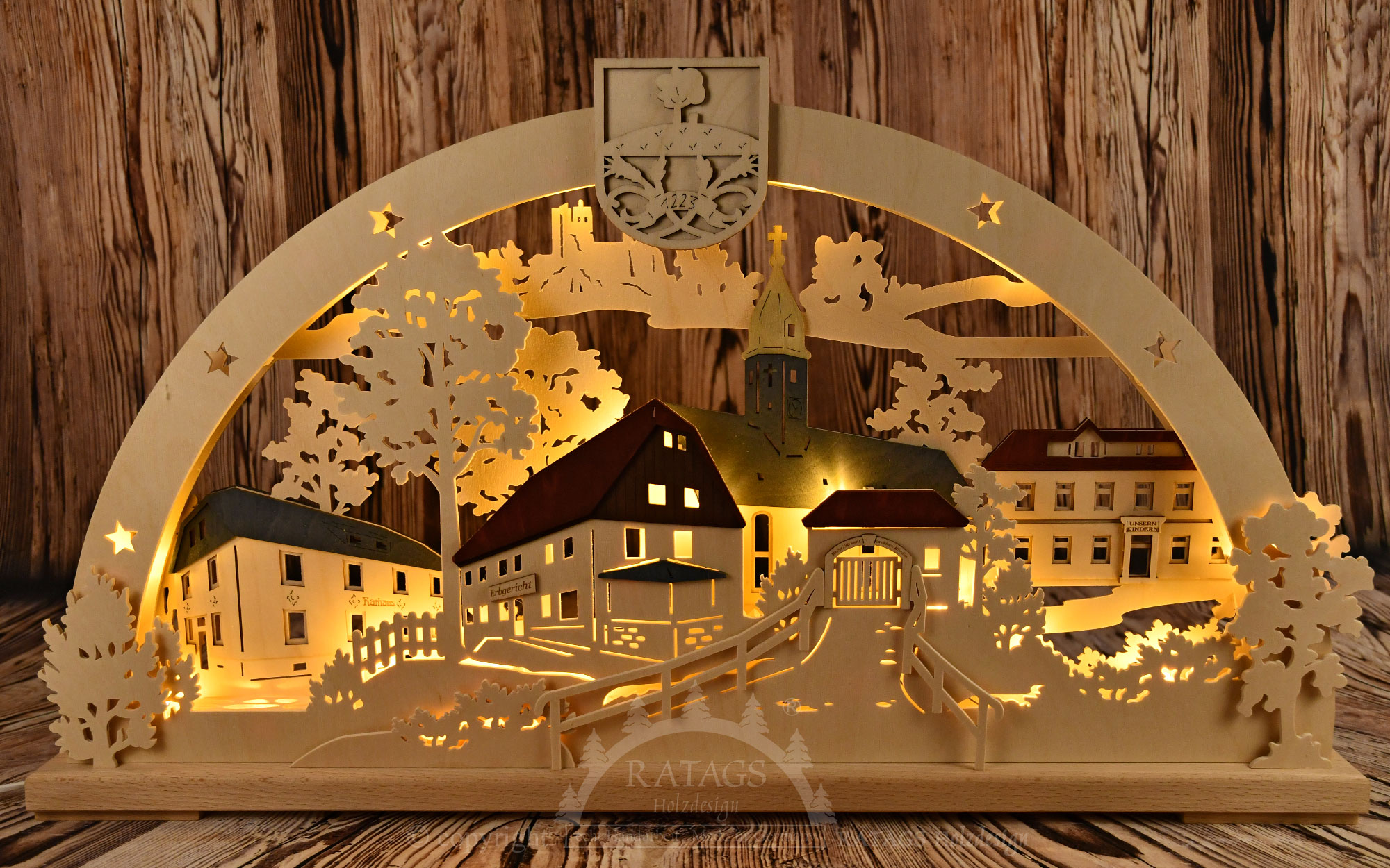 Large 3D Schwibbogen, Langenwolmsdorf 800 years of Lawodo