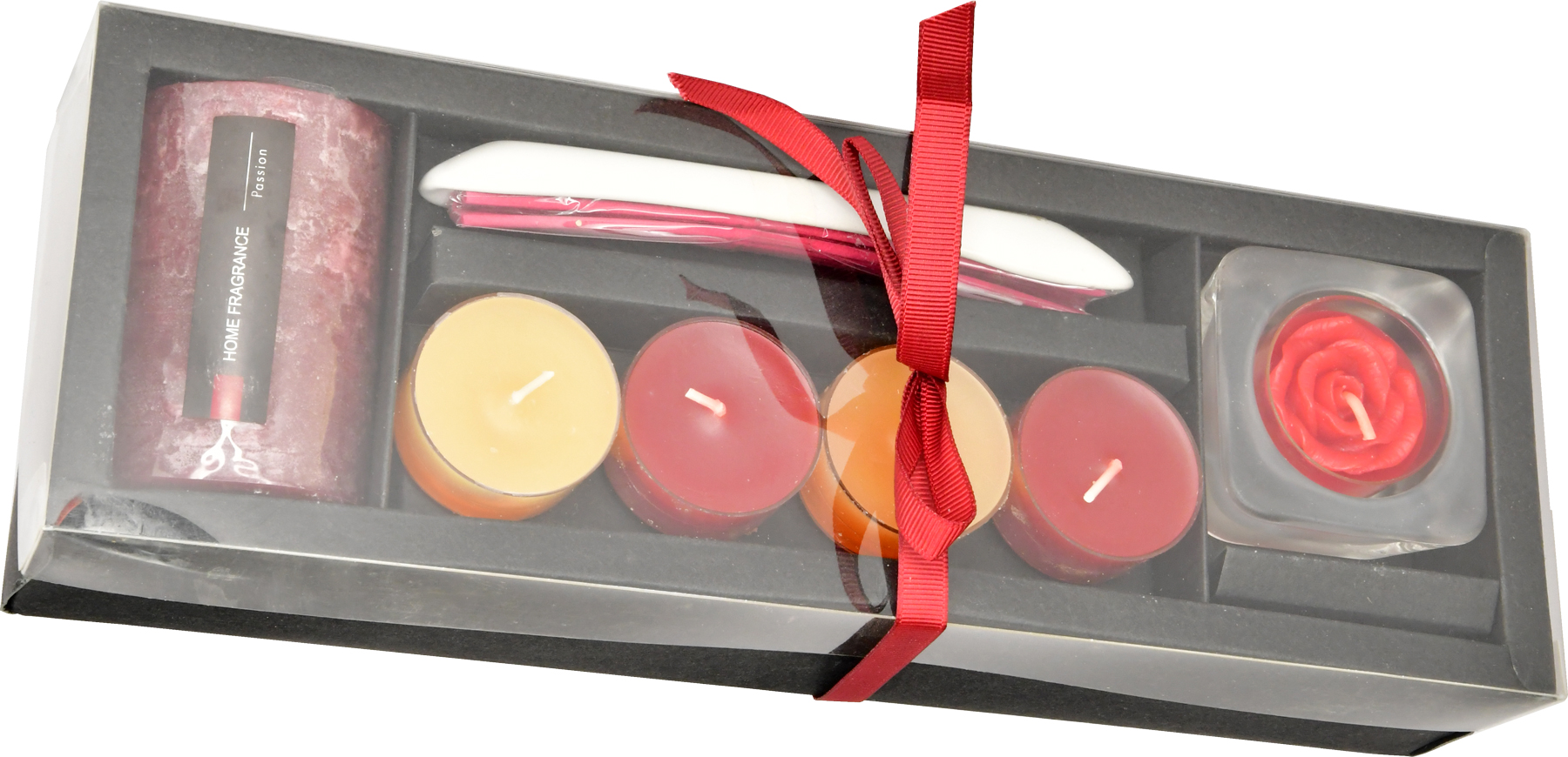 Kerzenset Rot- und Gelbtöne, 7-teilig Geschenkverpackung