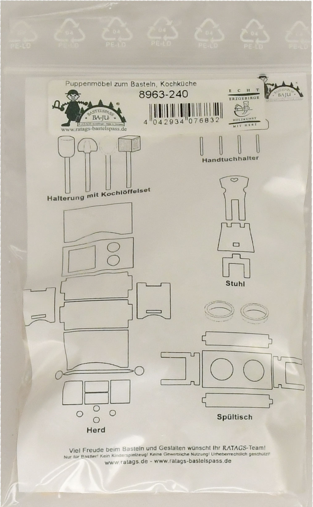 Puppenmöbel zum Basteln, Kochküche Puppenmöbel zum Basteln, Kochküche