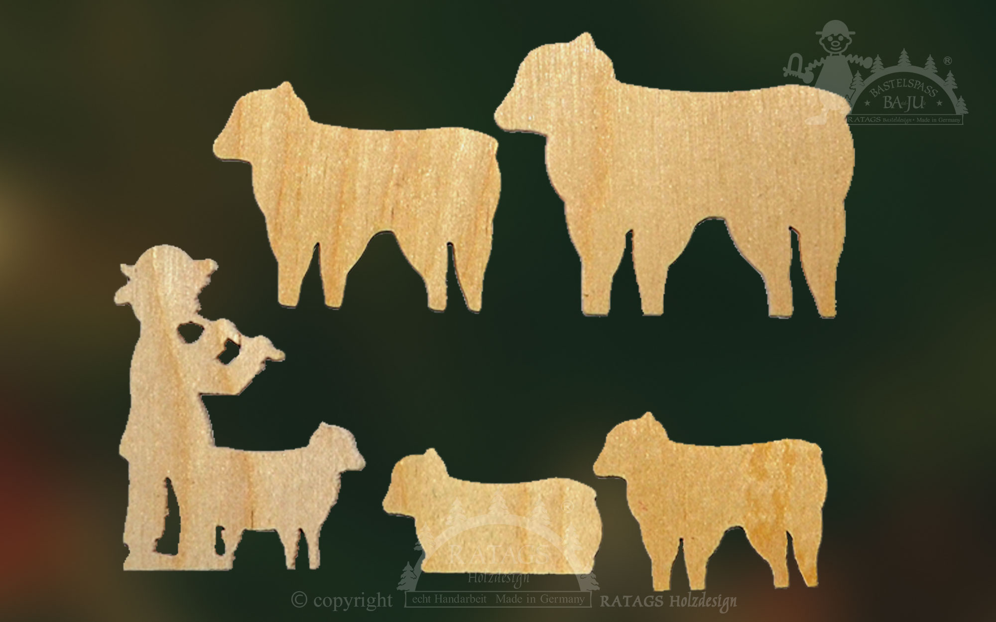 5-piece shepherd and sheep figure set for crafting