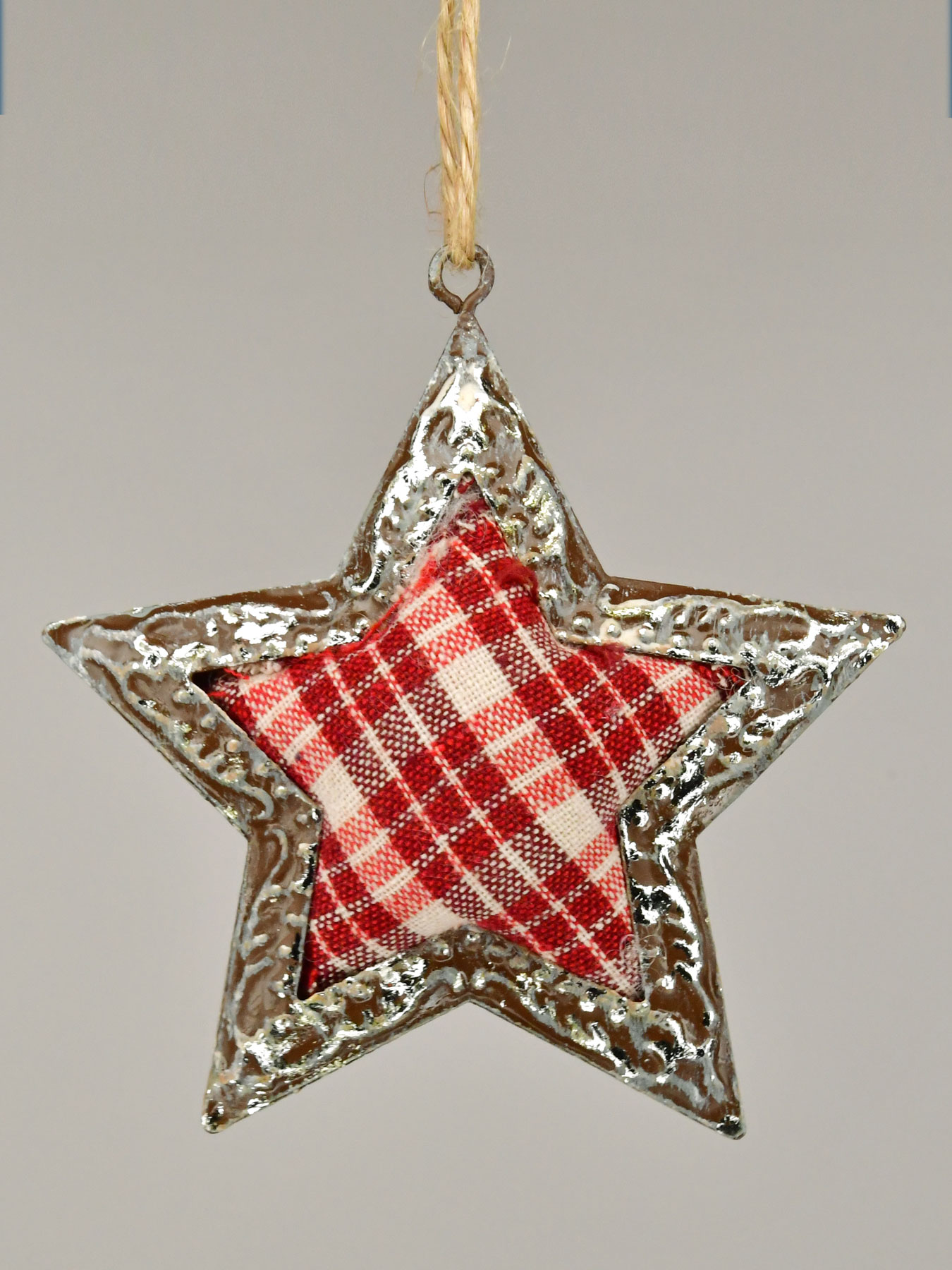 Tree decoration star metal/fabric