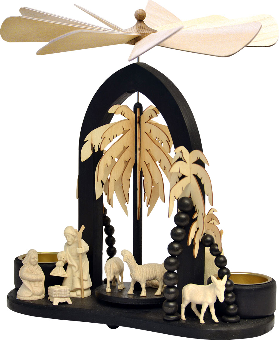 Star arch pyramid, Nativity scene, black