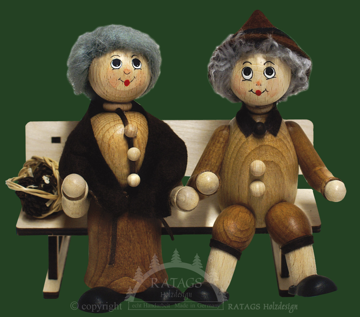 Figuren groß, 2er Set, Oma und Opa auf Bank