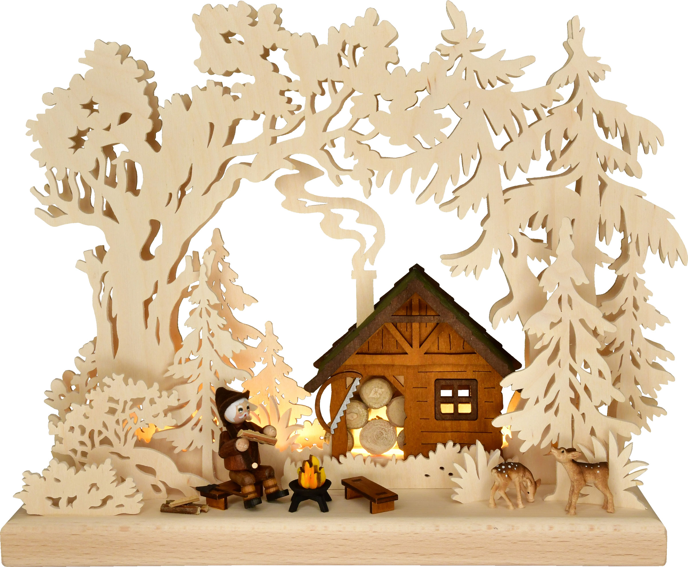 Small 3D LED Schwibbogen, Waldhaus LED strip, half USB