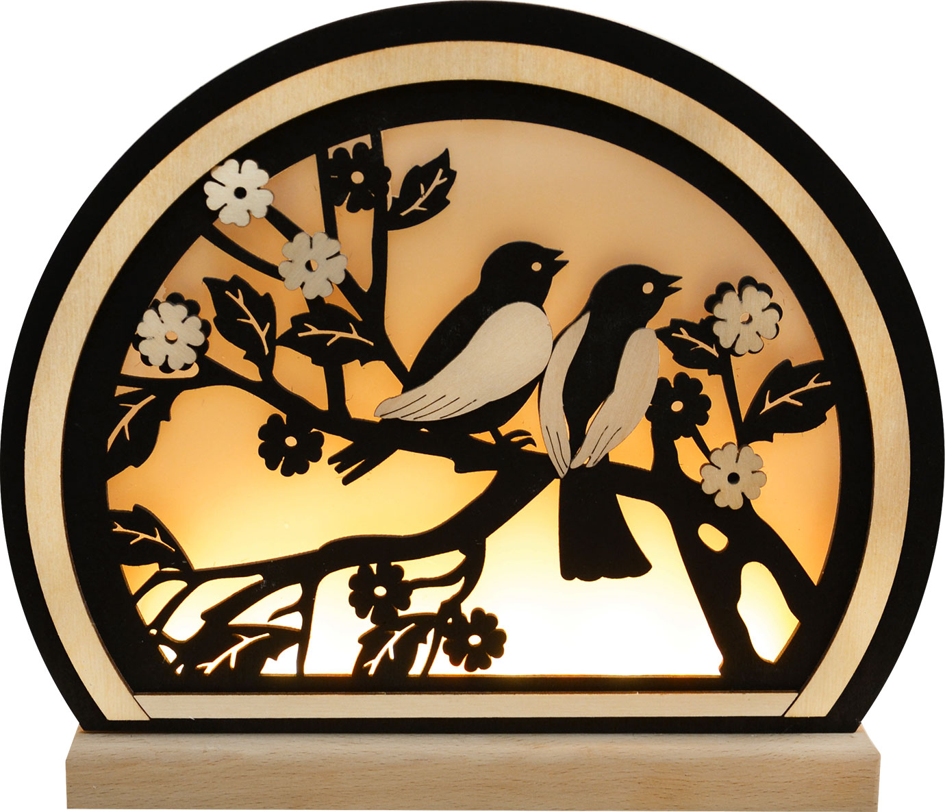 Romantic lamp, singing birds, black