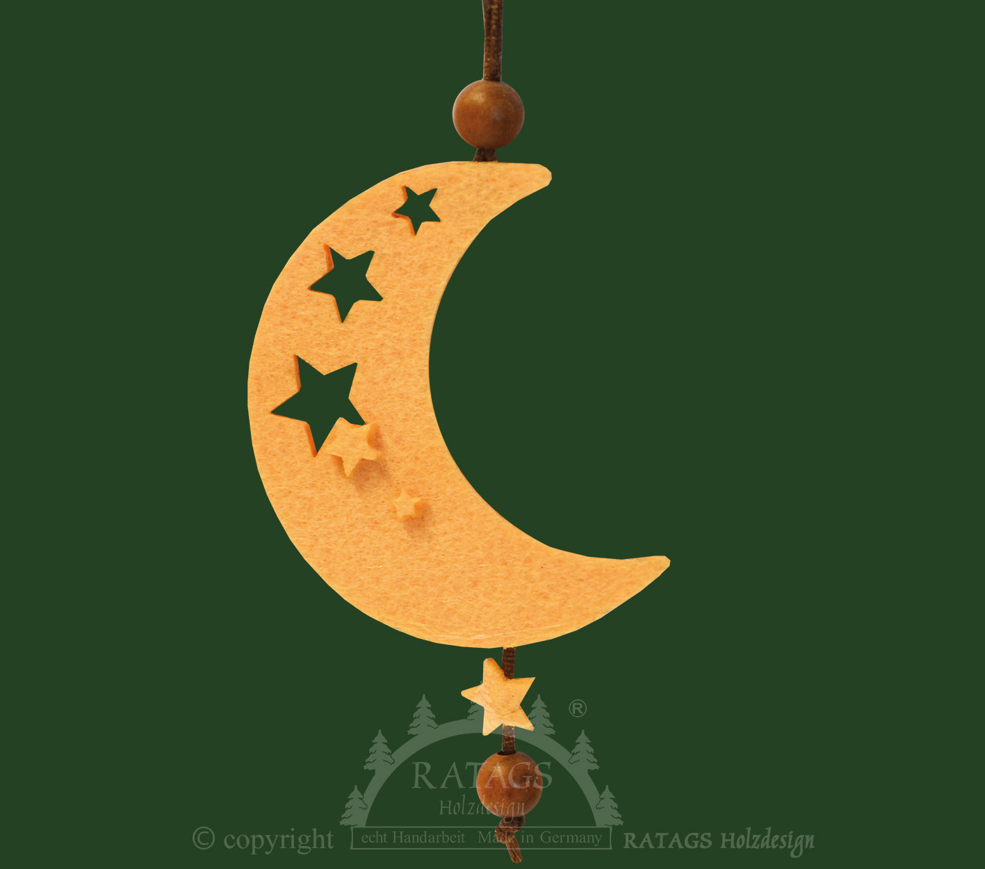 Baumbehang zum Basteln, Mond, Material Filz, Länge ca. 14 cm Baumbehang zum Basteln, Mond, Material Filz, Länge ca. 14 cm