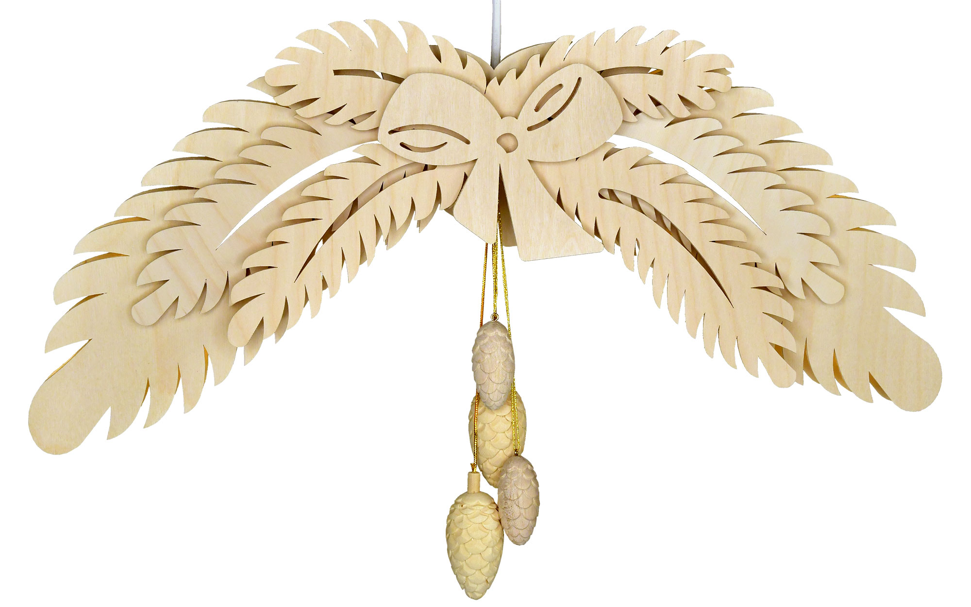 Window picture, illuminated, pine branch with cones