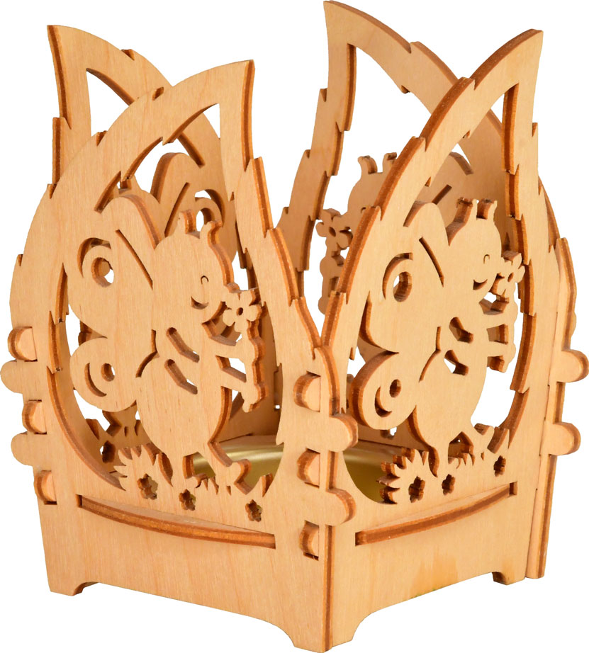 Tealight holder, butterfly, natural