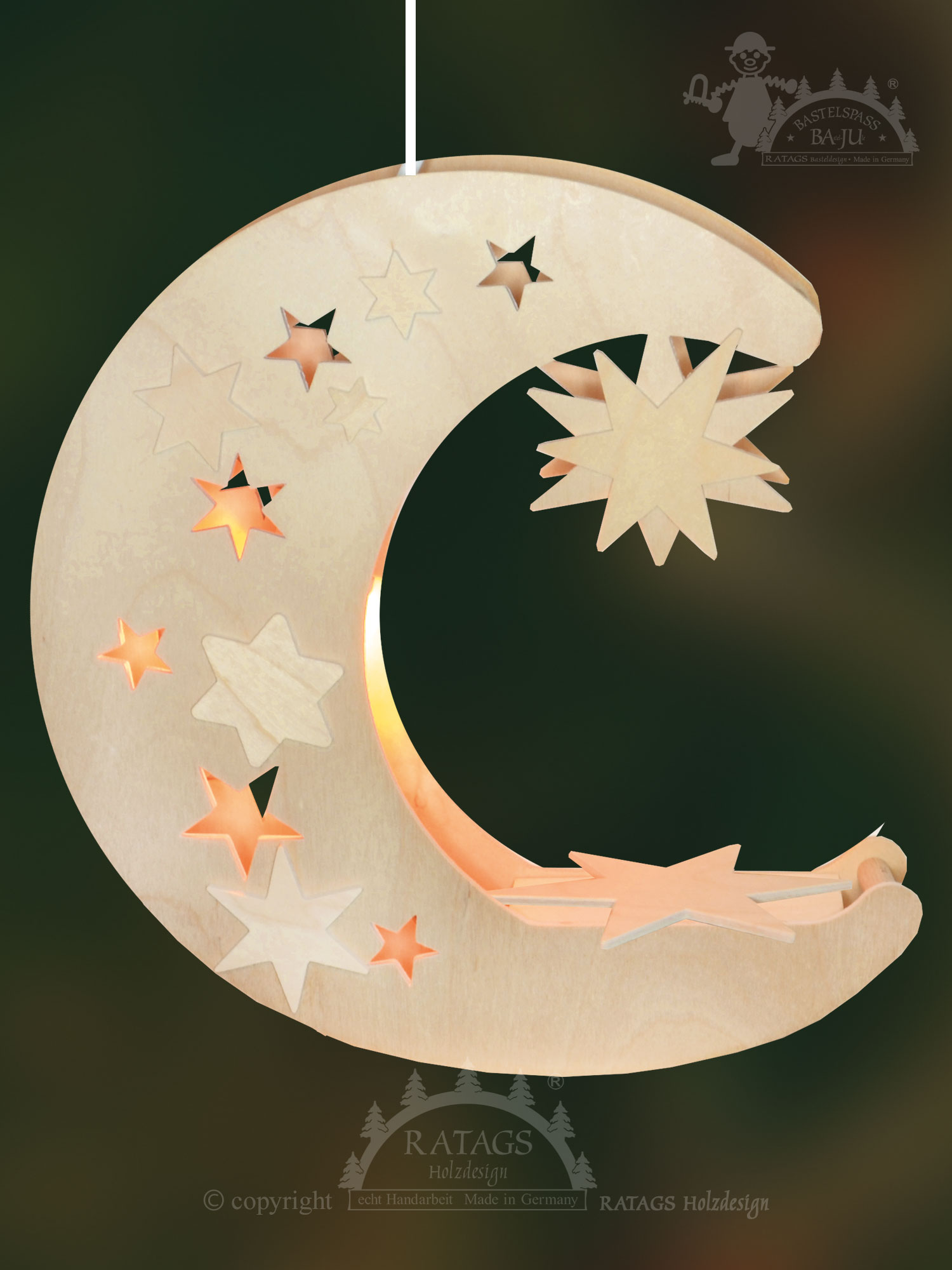 Fensterbild, beleuchtet, zum Basteln, Mond & Sterne, Selbstmontage Fensterbild, beleuchtet, zum Basteln, Mond & Sterne, Selbstmontage