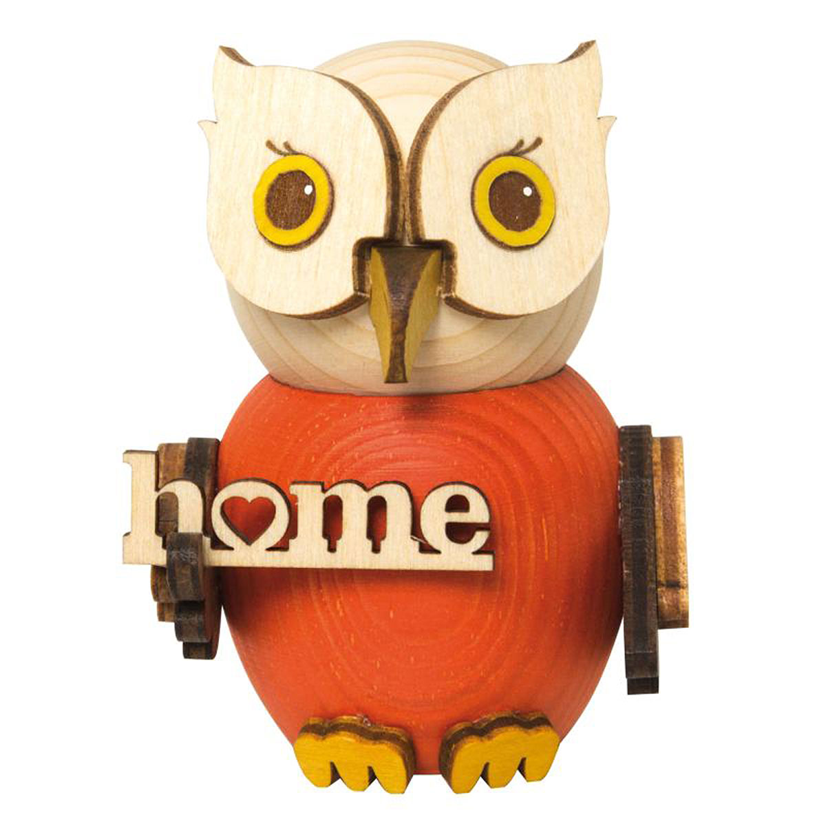 Mini owl "home" coloured, approx. 7 cm, wooden figure 2022