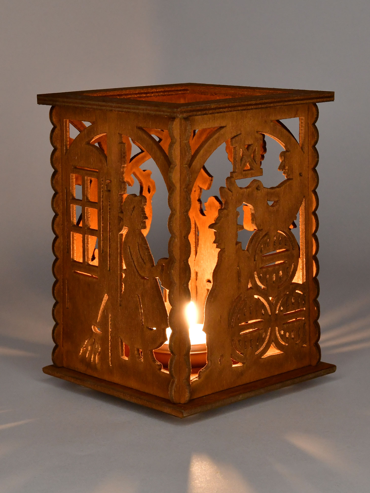 Lantern for tea lights, Gasthaus, brown
