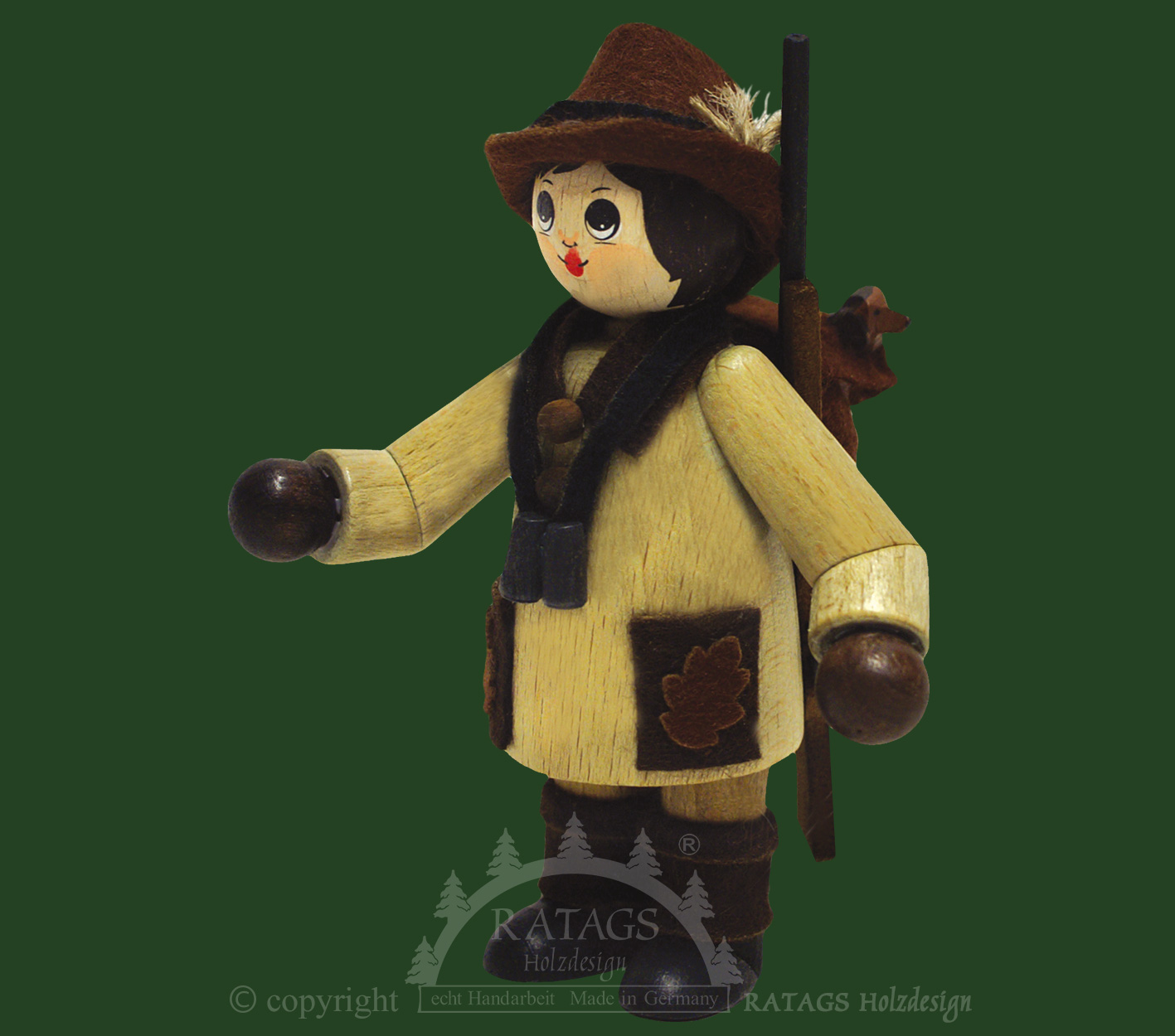 Figur groß, Jäger mit Gewehr, braun Figur groß, Jäger mit Gewehr, braun