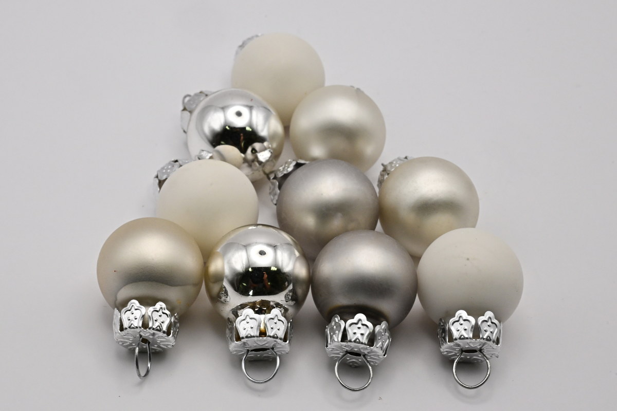 Mini-Glaskugeln, silber/mat/glänzend 2cm