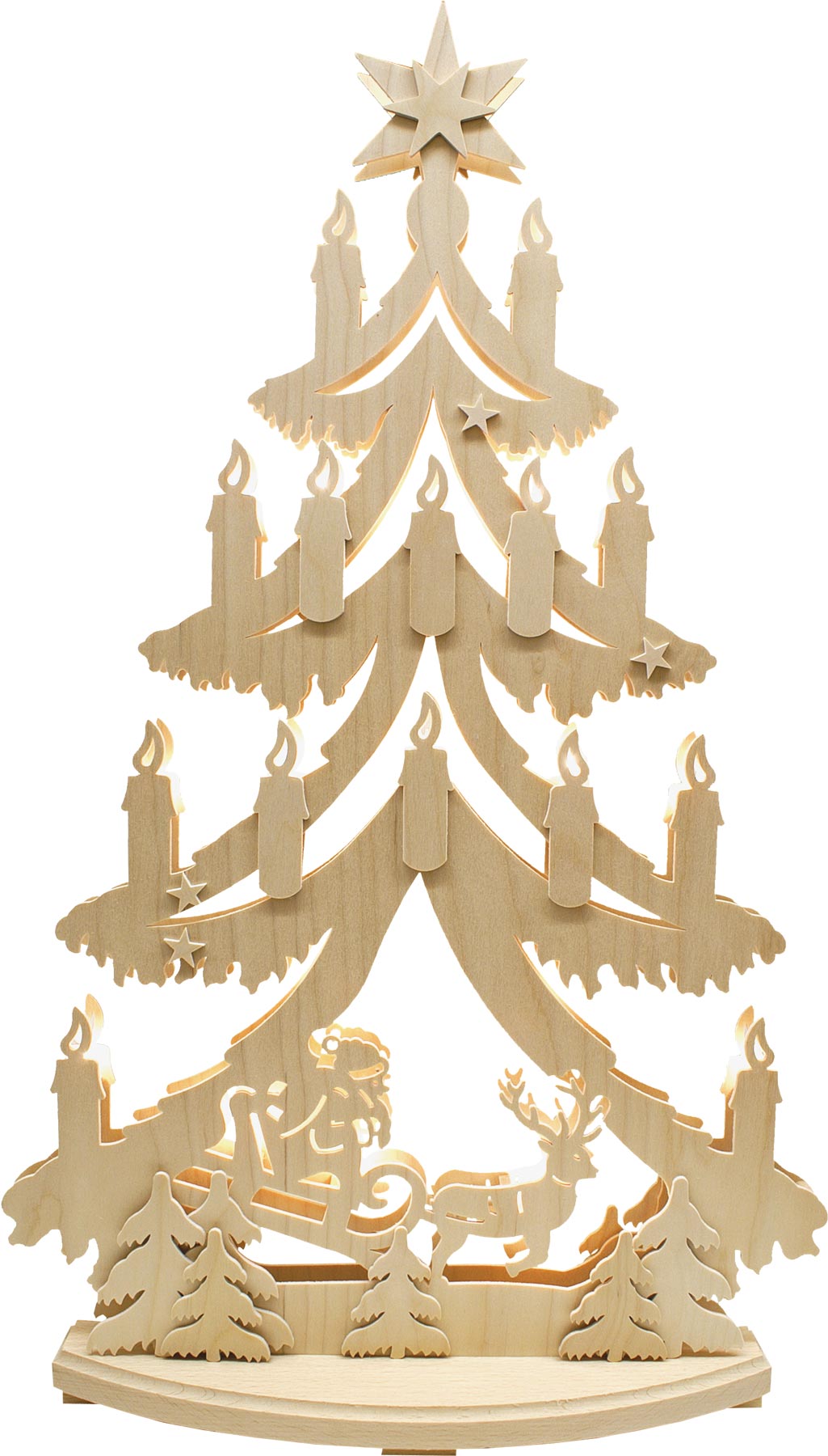 Large fir tree, Father Christmas, reindeer