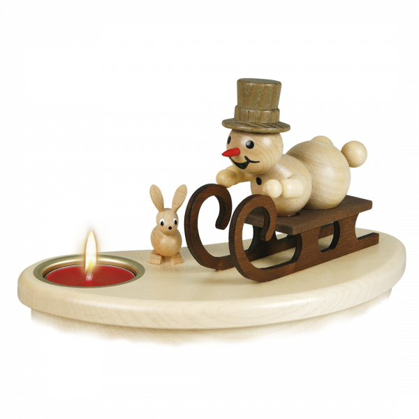 Snowman candle holder "Rennschlittenfahrer" (Racing Sled Driver) 1 tea light