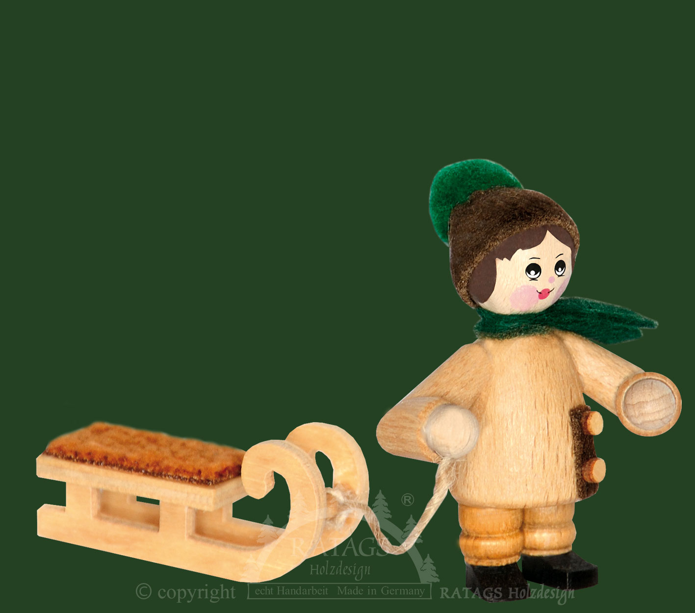 Figur, Schlittenzieher, natur