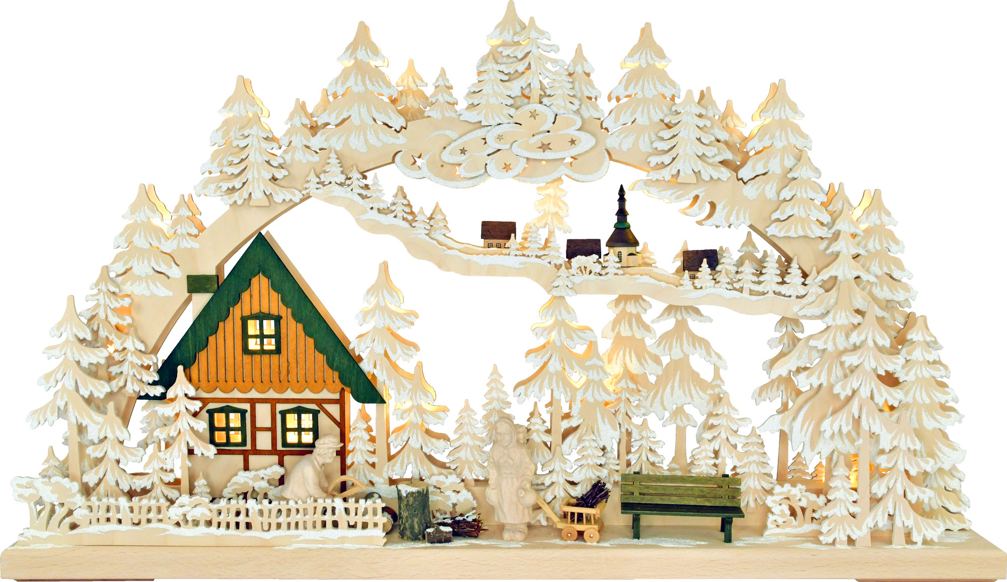 3D candle arch, large, Altseiffner Handwerk Raureif, USB power supply