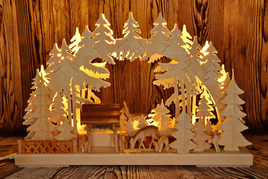 3D-Schwibbogen kl., ελάφια στη φάτνη