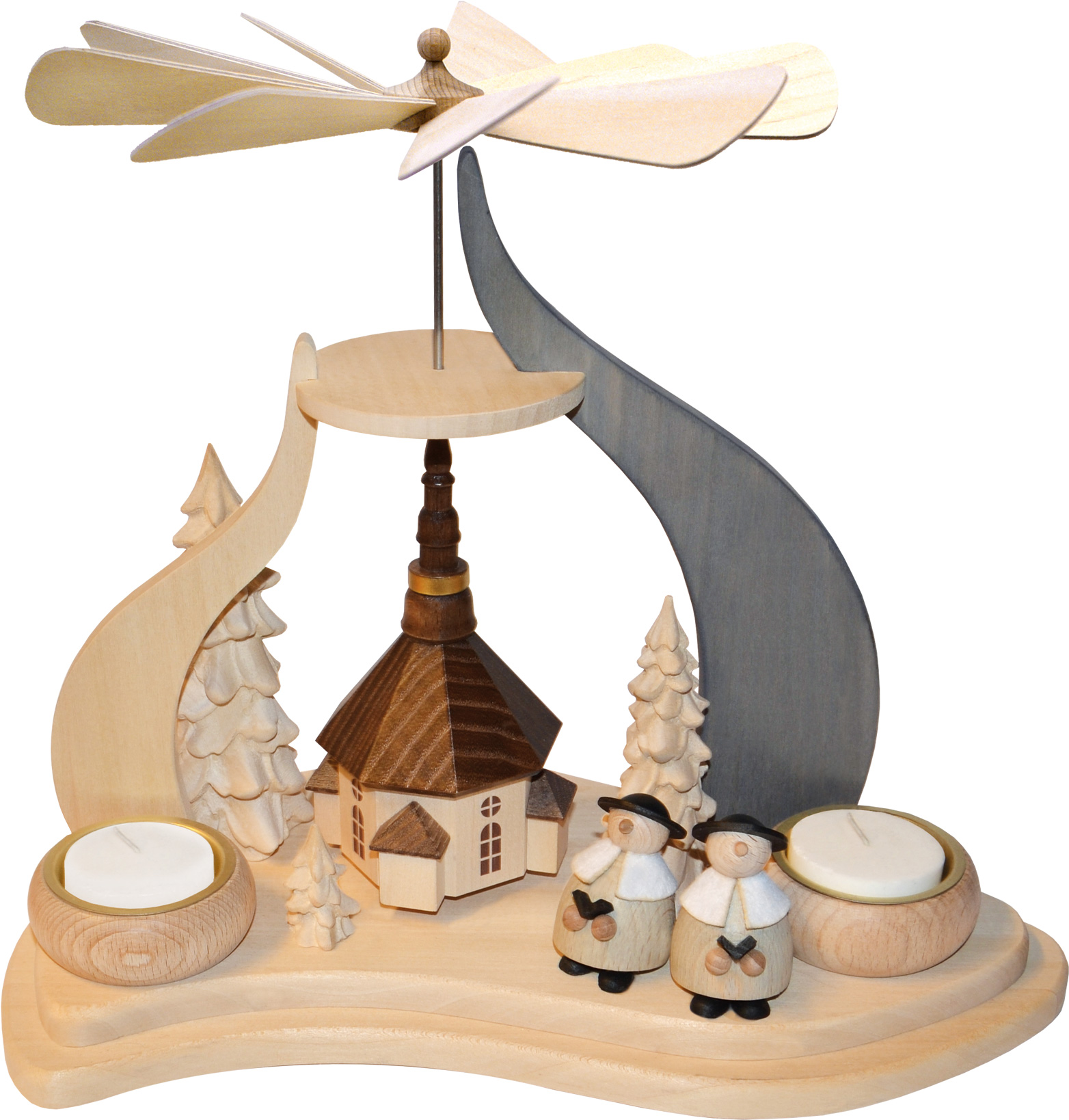 Modern solid wood pyramid, Kurrende-Mol tea lights