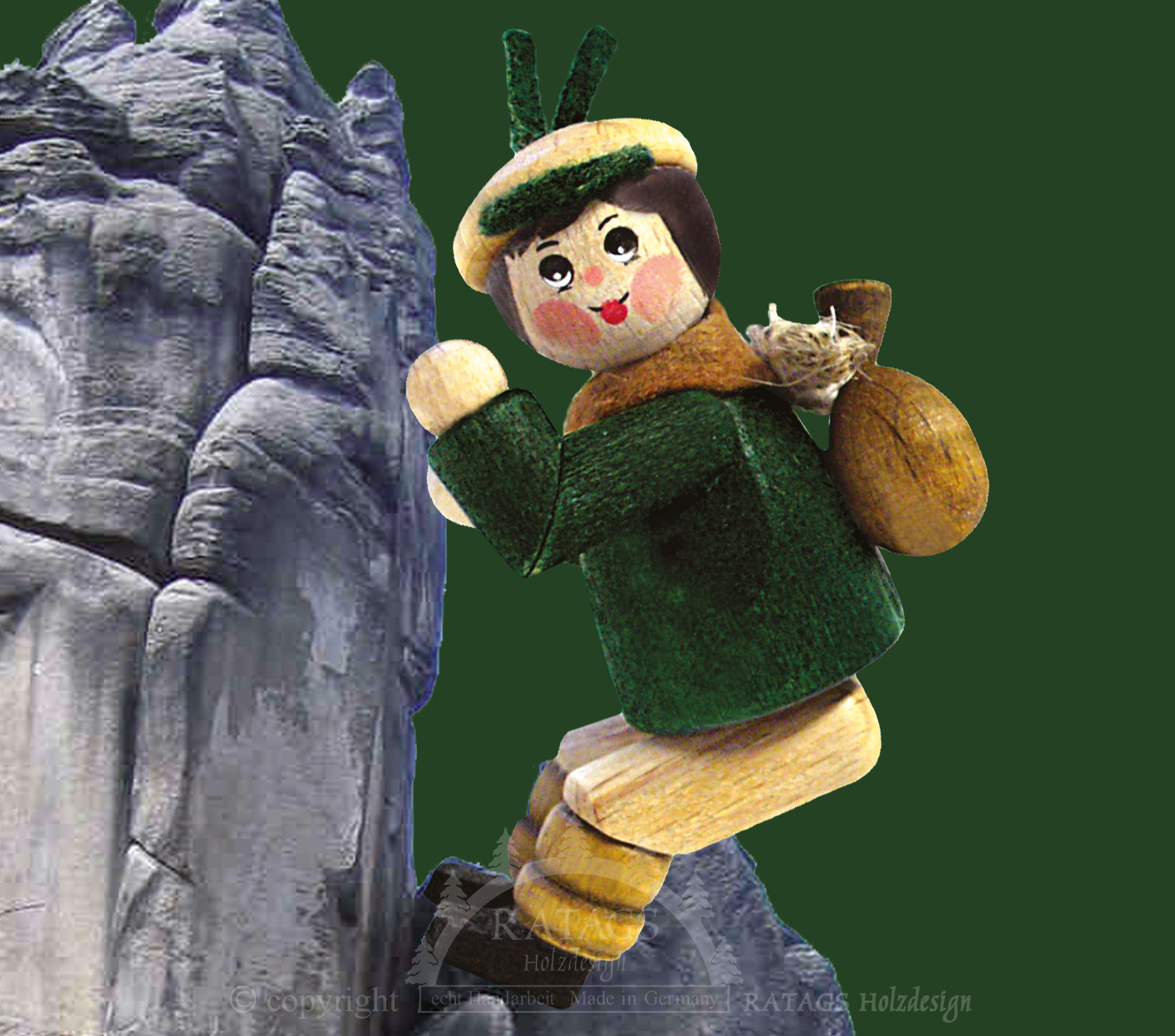Figuur, bergbeklimmer, groene jas
