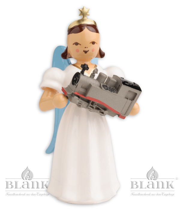 Long-skirted angel with colourful train