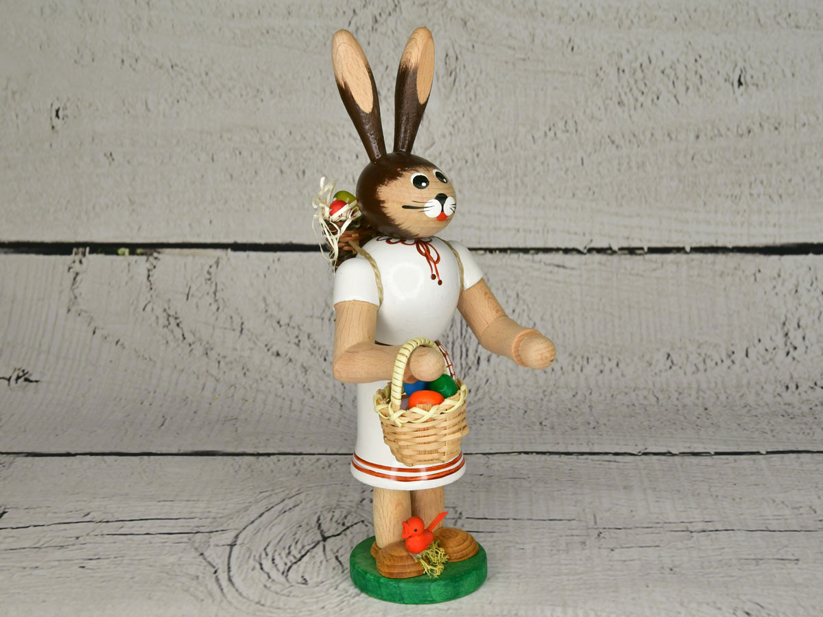 Easter bunny with basket, white