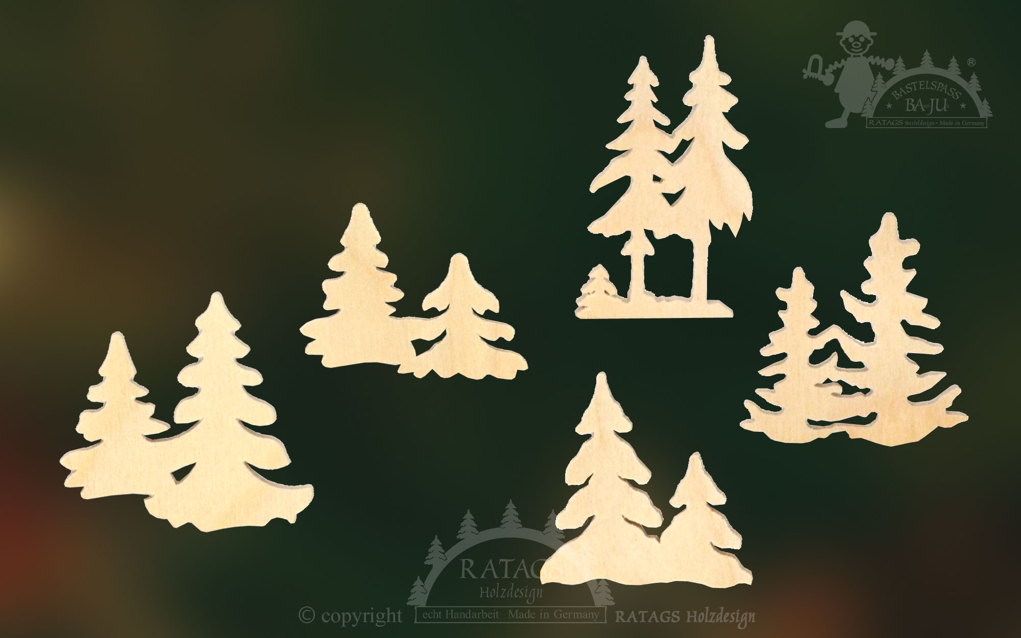 Trees for crafting, set of 5