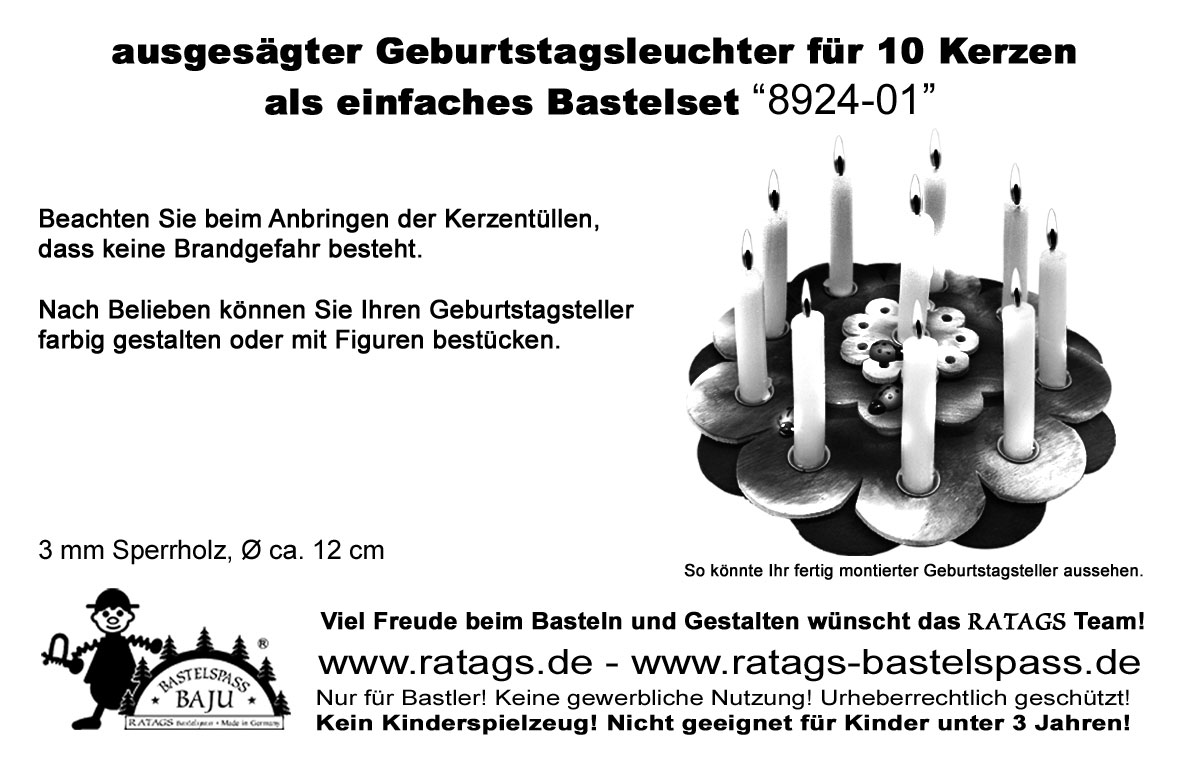 Geburtstagsleuchter Blume zum Basteln für 10 Kerzen