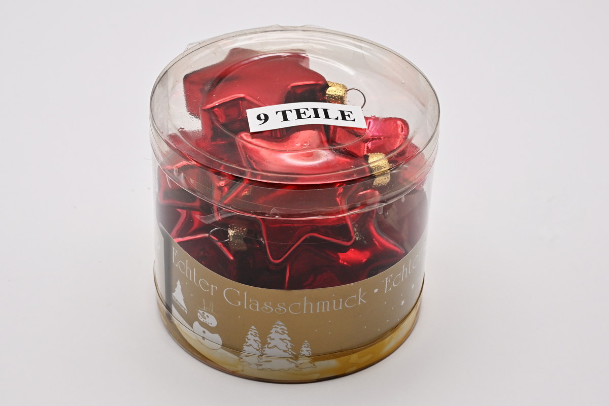 Glassterne, rot, 9 Stk. Ø 4 cm