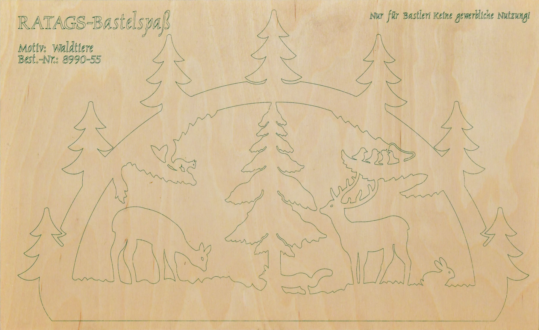 2 motif plywood panels, self-sawing Schwibbogen, small, forest animals